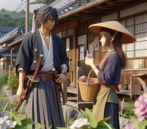 a man and a woman dressed in traditional japanese clothing