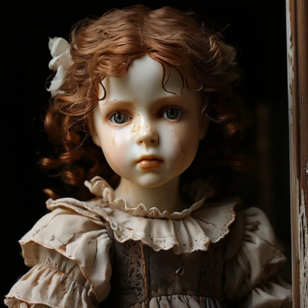 a close up of a doll wearing a dress