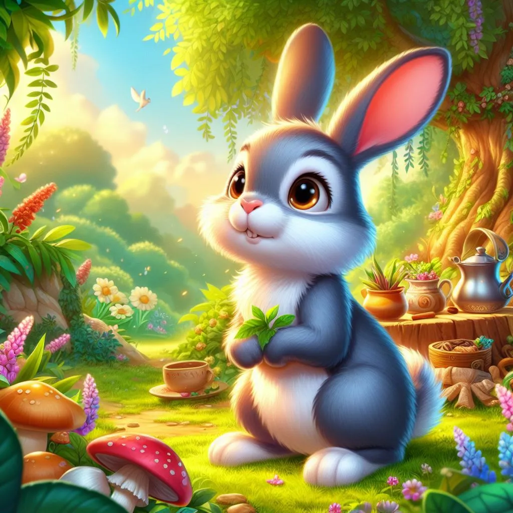 plant, cartoon, vertebrate, rabbit, nature, green, natural environment, organism, mammal, grass