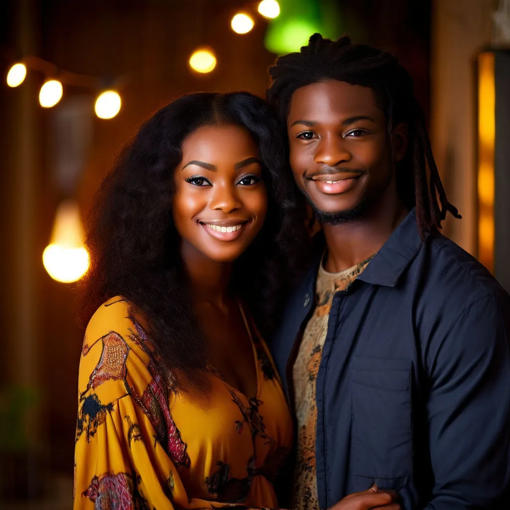 a man and a woman posing for a picture