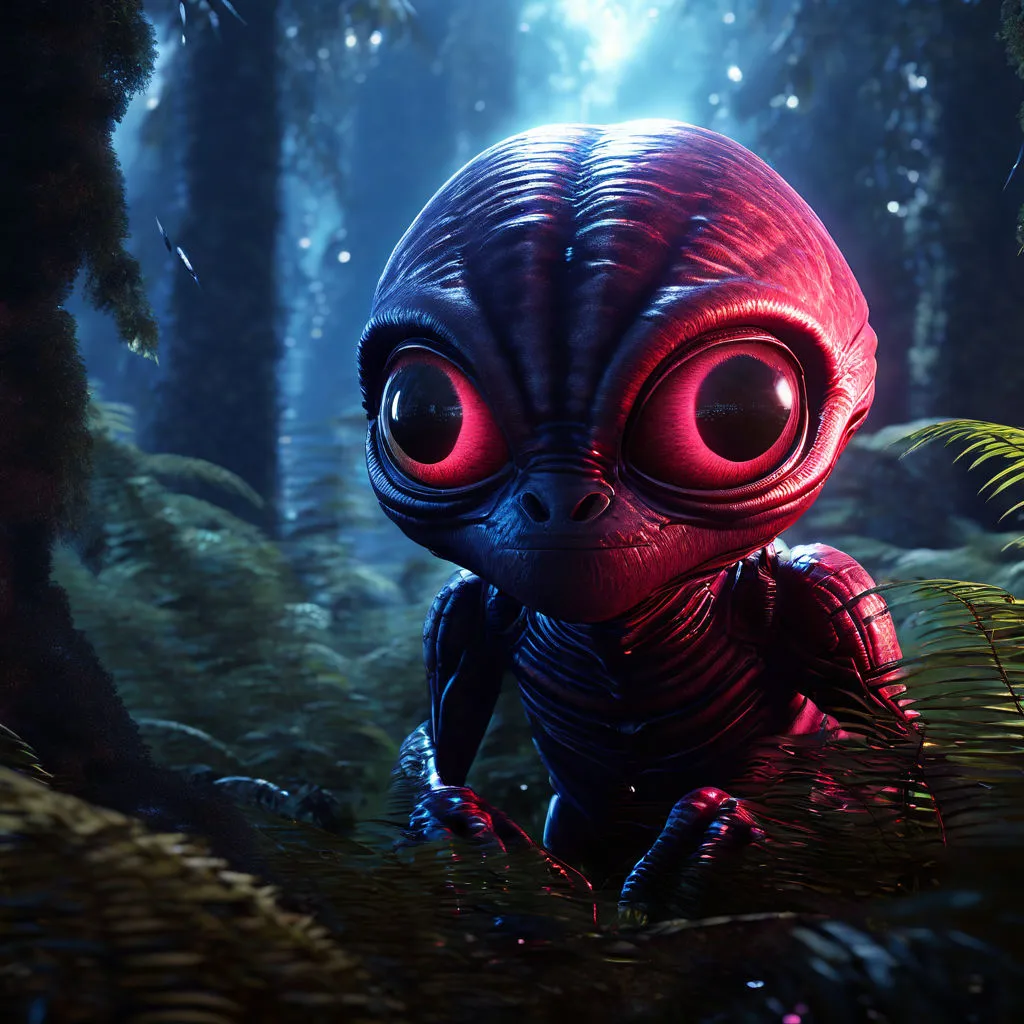 a strange looking creature in the middle of a forest, Pls make the creature in moving 