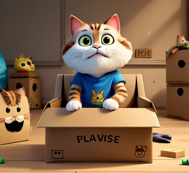 a cat sitting in a cardboard box 