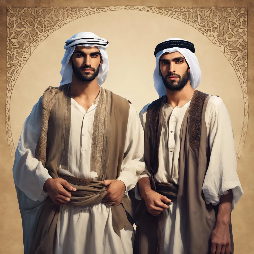 two men dressed in traditional clothing standing next to each other