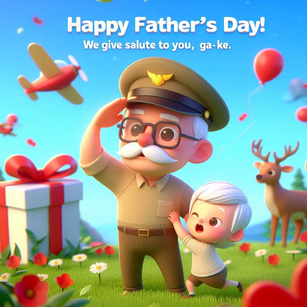 a father's day card with a cartoon character and a little girl