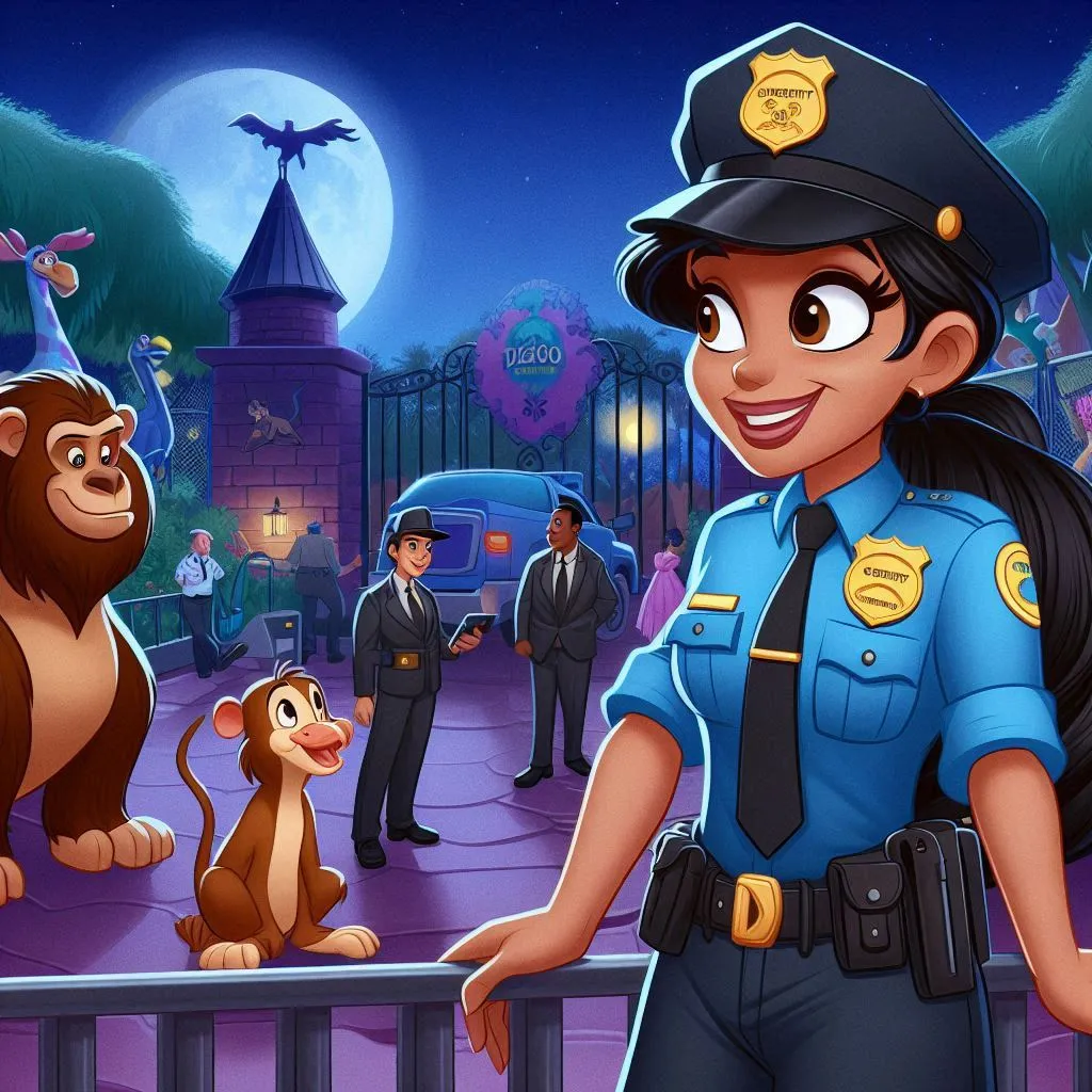 a cartoon of a police officer and a monkey