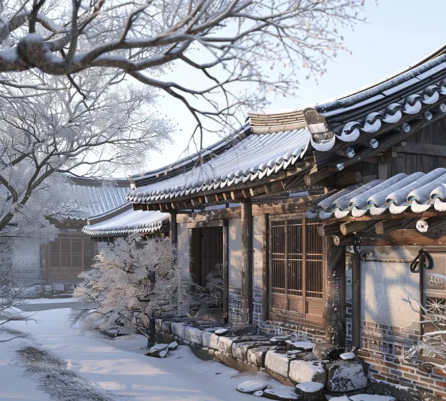 a snow covered path leading to a building