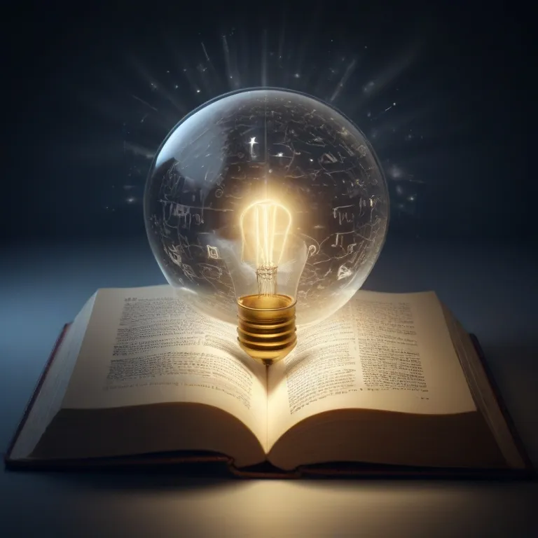 an open book with a light bulb inside of it