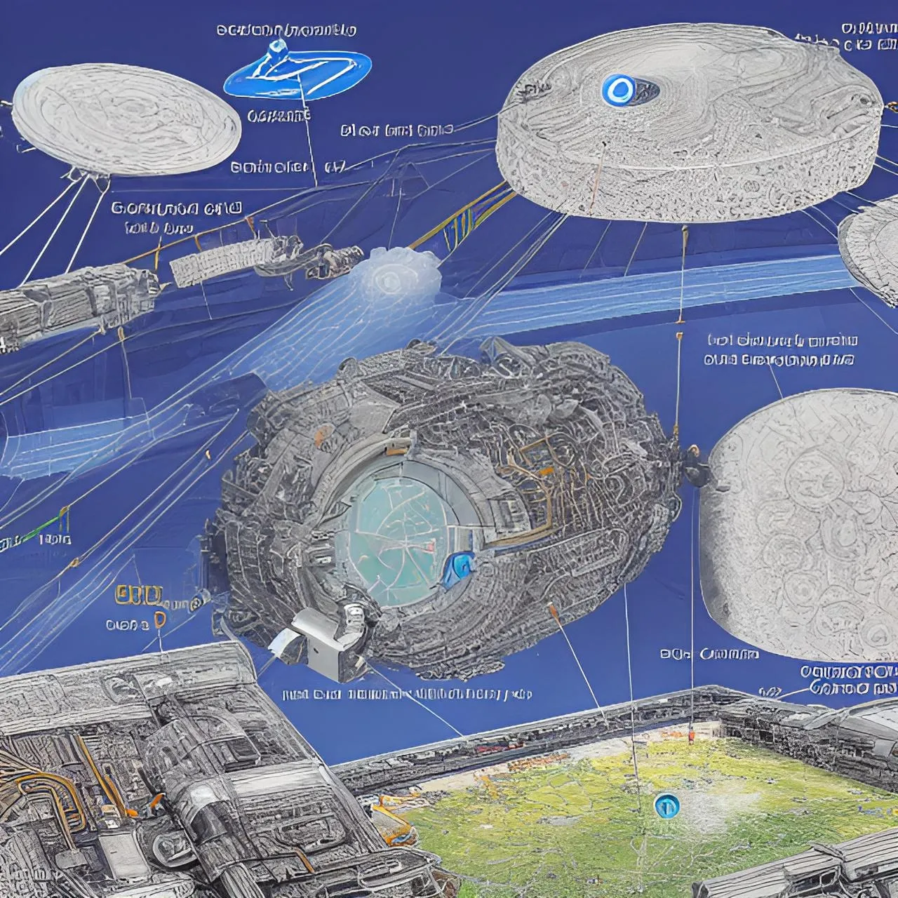 a diagram of a space station with all its components labelled