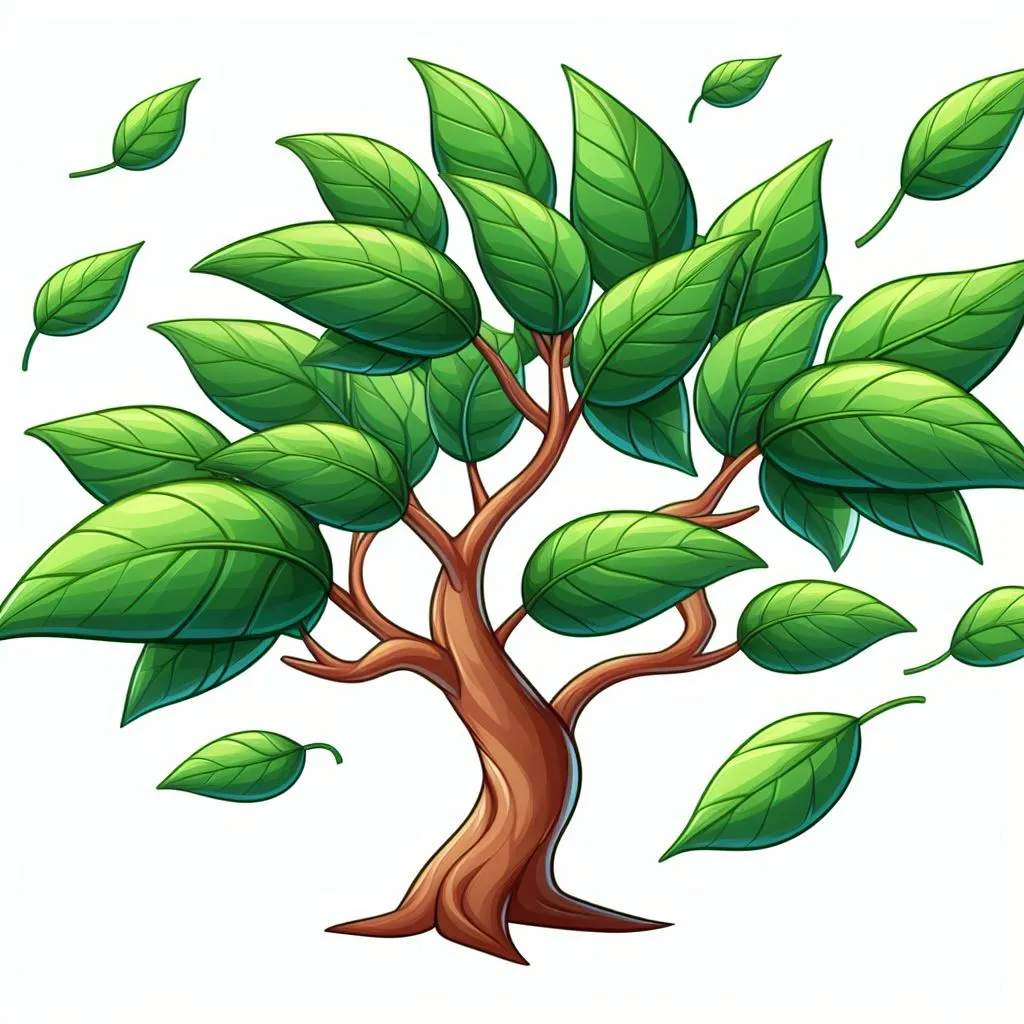 a tree with green leaves on a white background