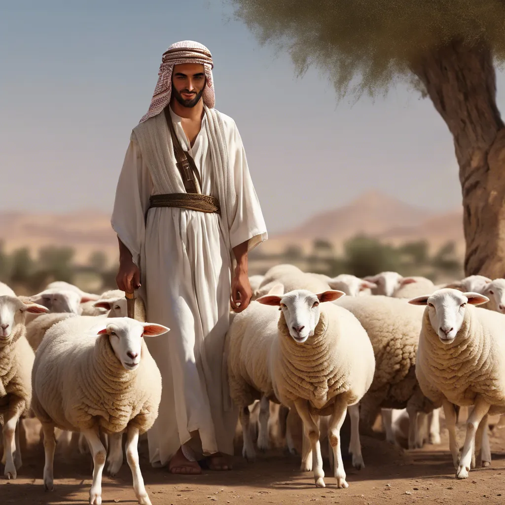 a man standing in front of a herd of sheep