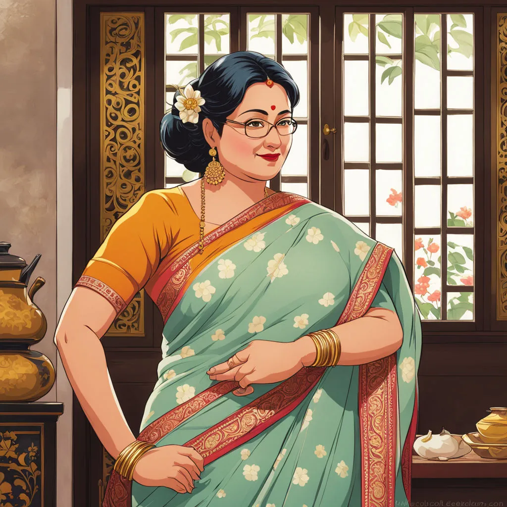 a painting of a woman in a sari