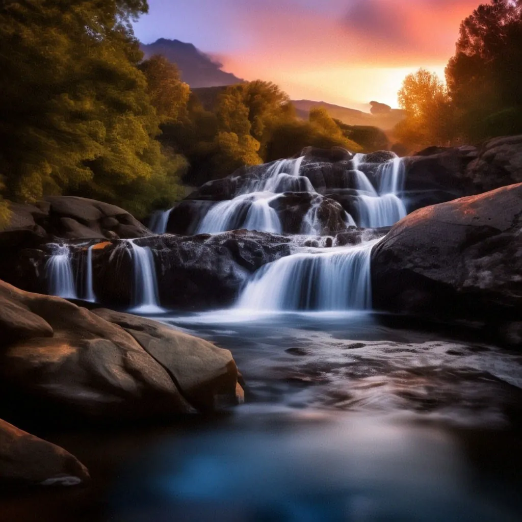 a waterfall in the middle of a forest