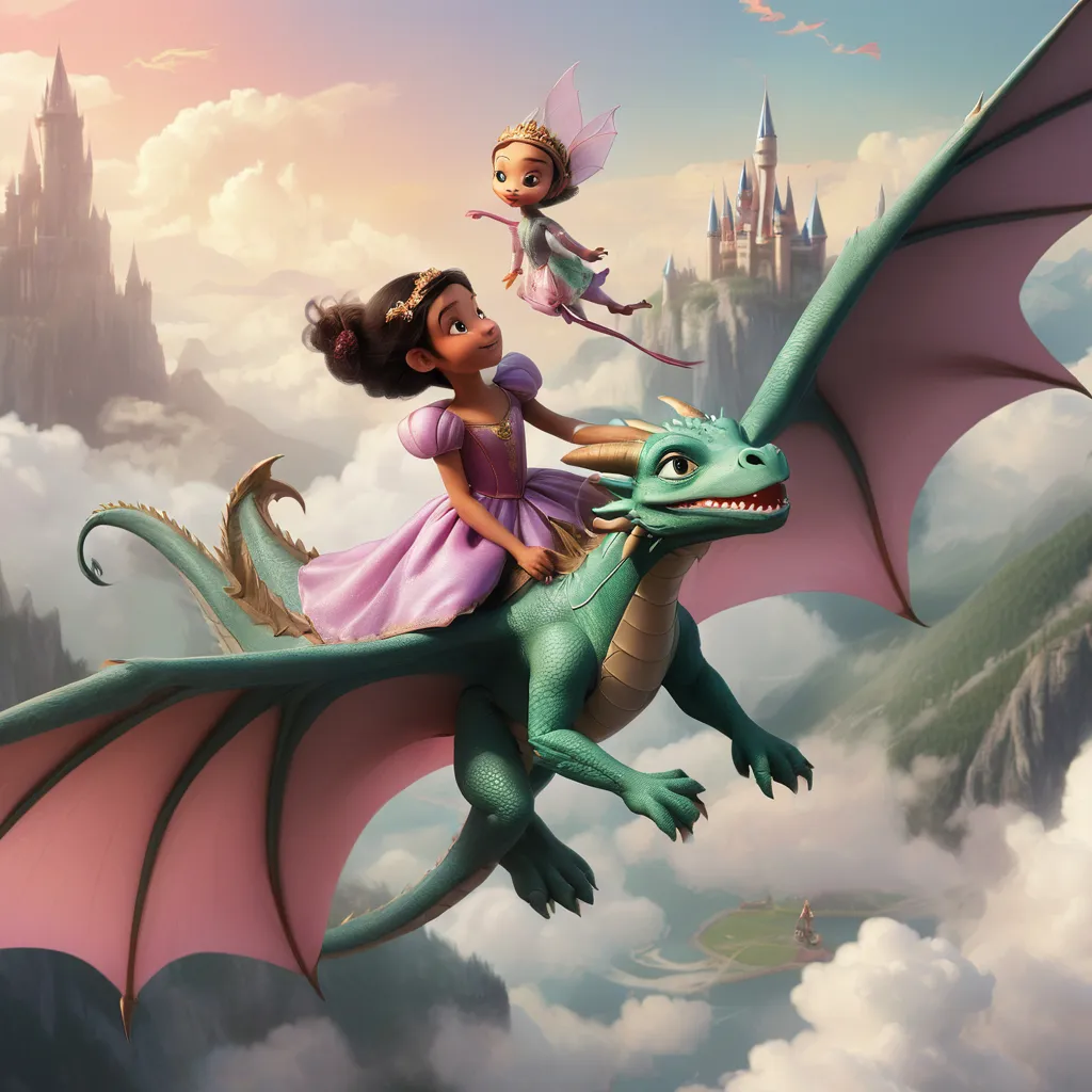 a young girl riding on the back of a green dragon