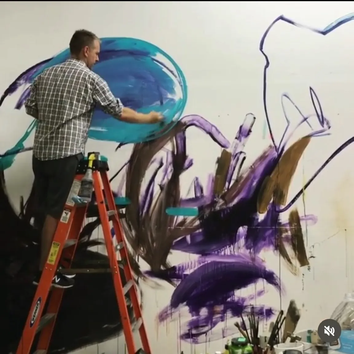 guy painting a wall turns into magical monster
, advertising style