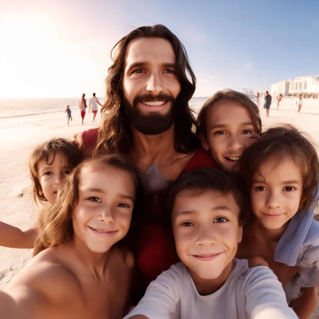 a group of children pose for a picture on the beach