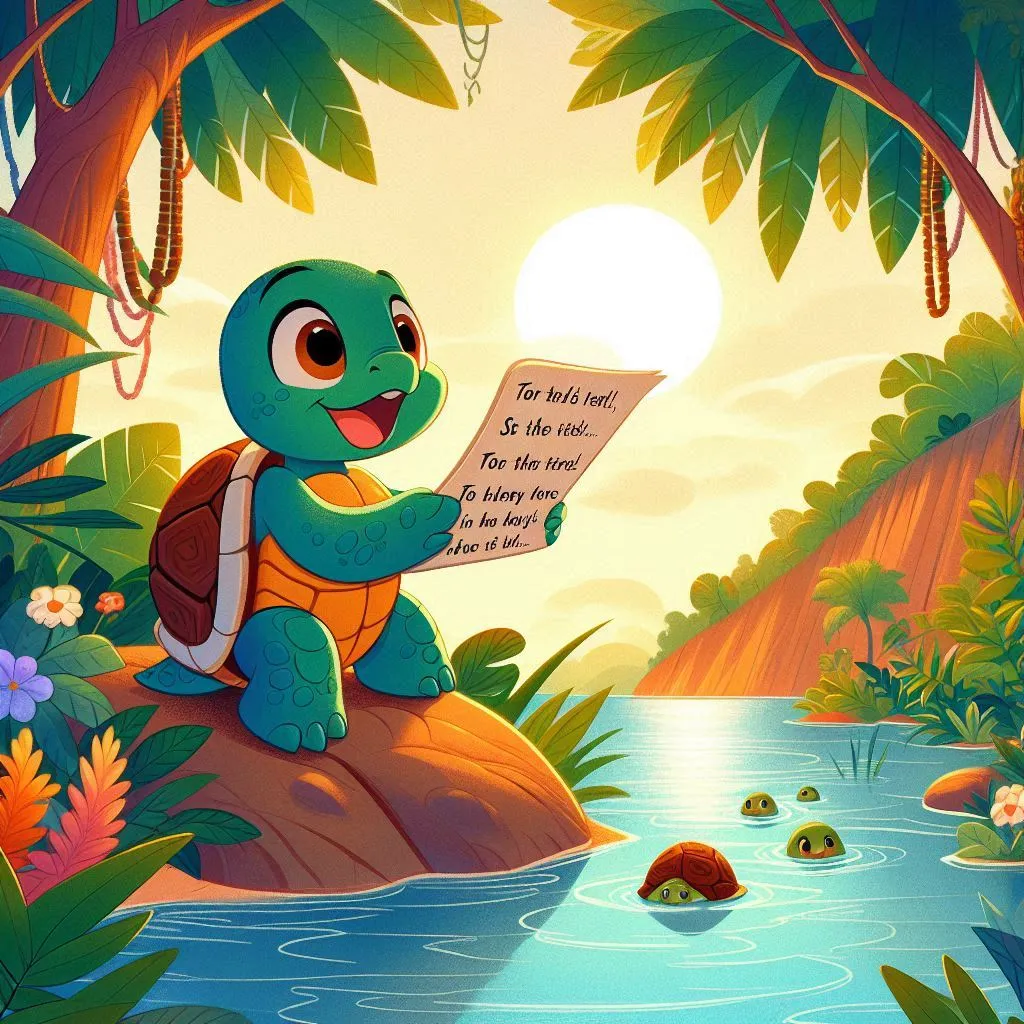 a turtle sitting on a rock reading a book