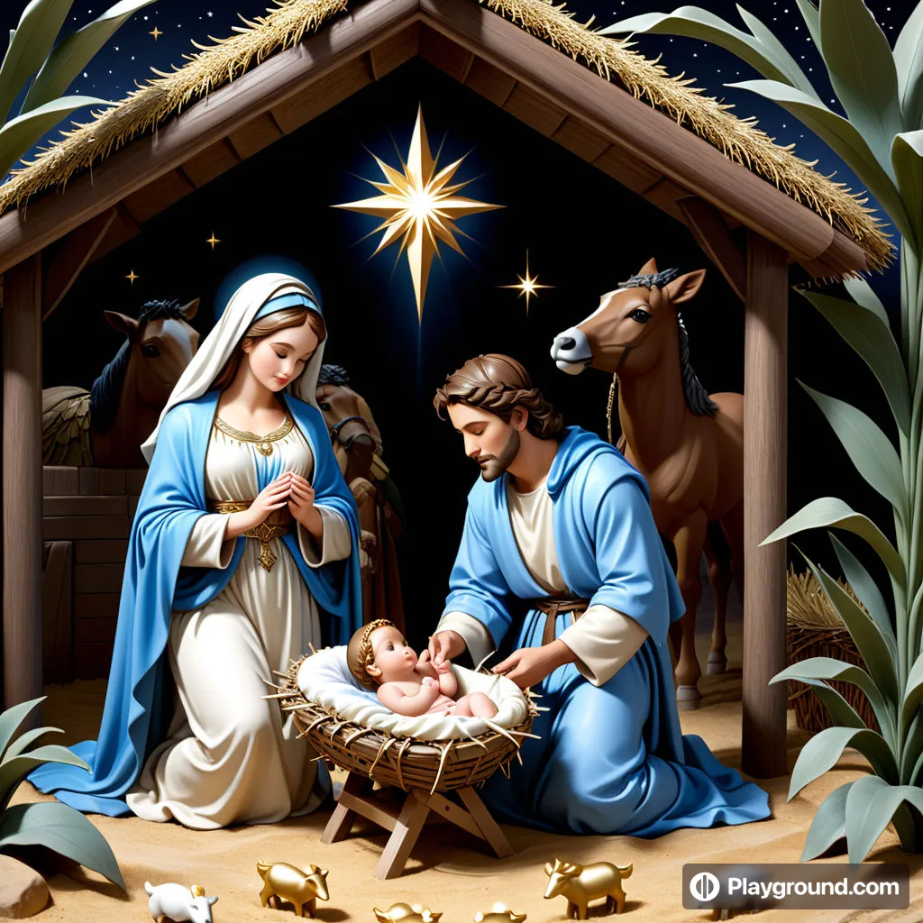 a nativity scene of the birth of jesus