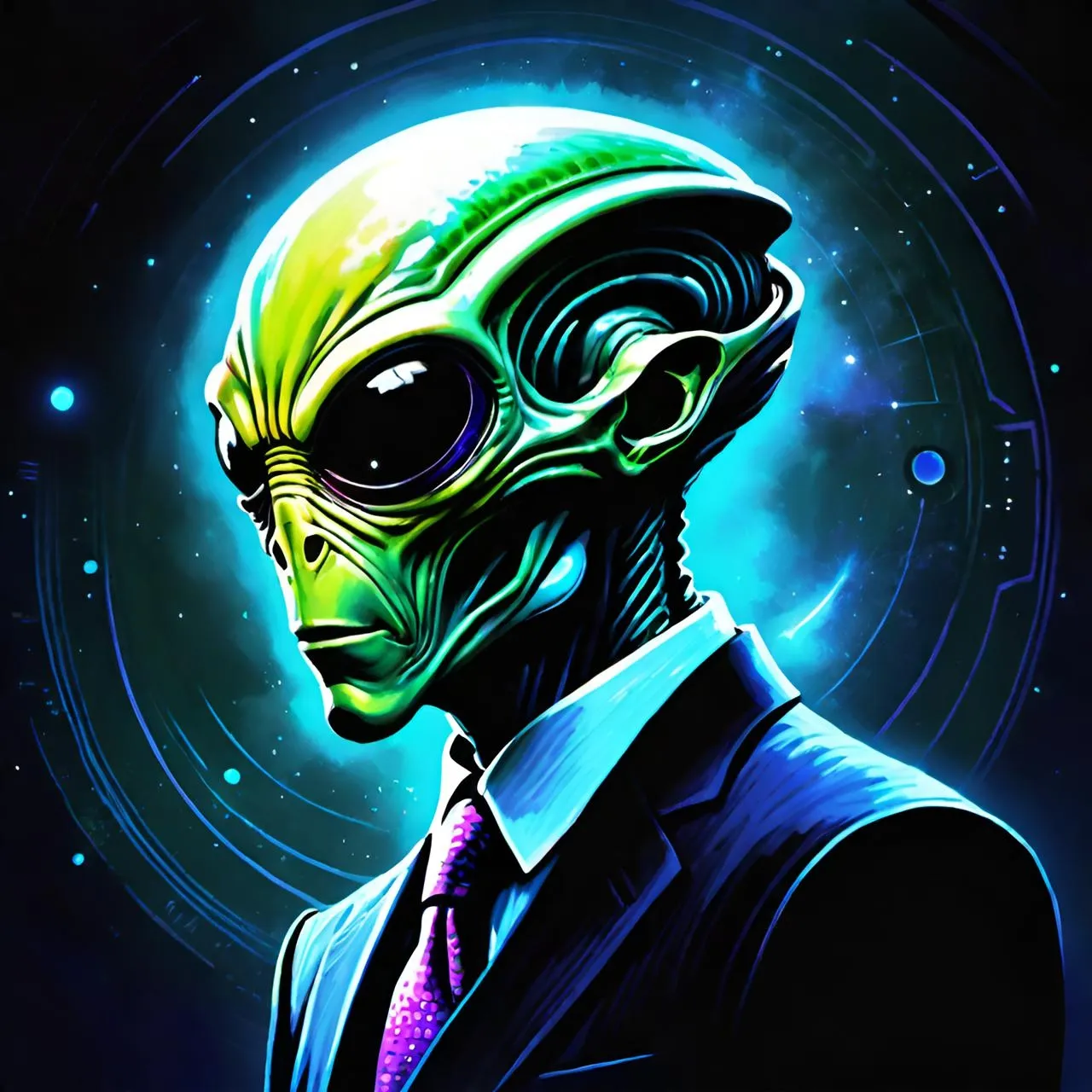 an alien man in a suit and tie