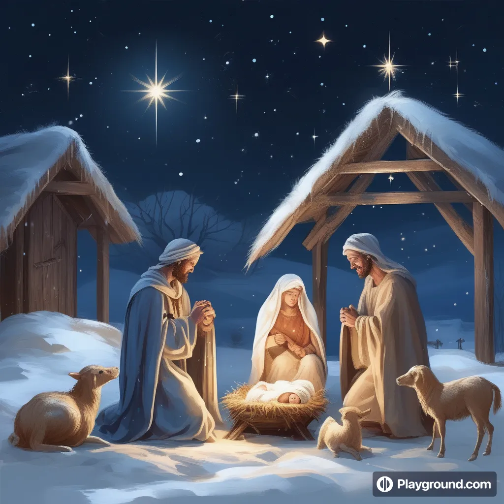 a nativity scene with three wise men and a baby jesus