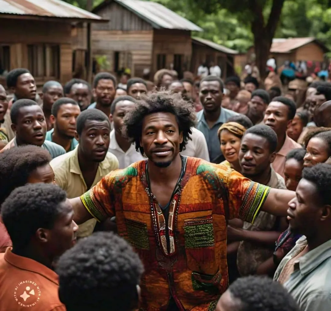 a man standing in front of a crowd of people