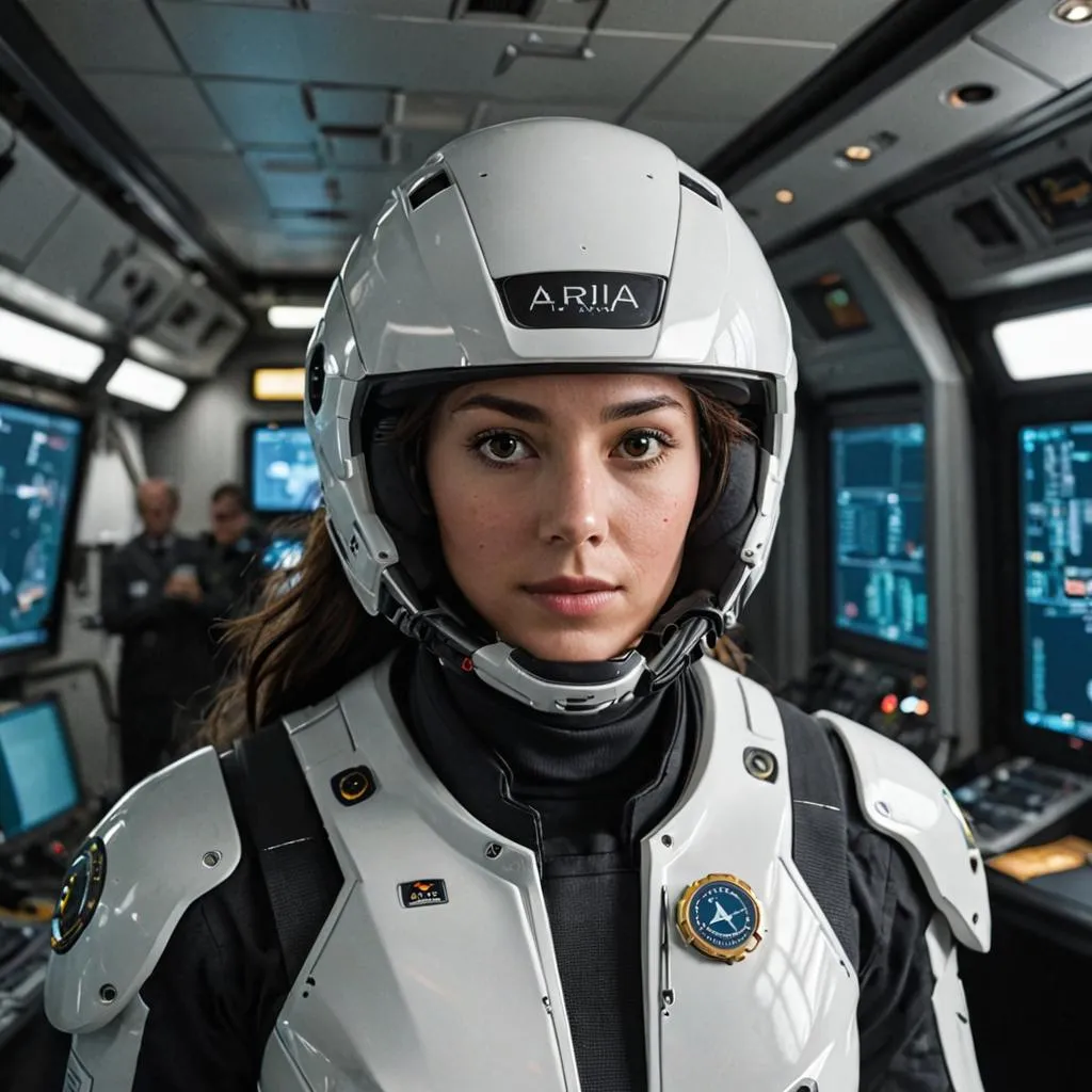 a woman in a space suit and helmet