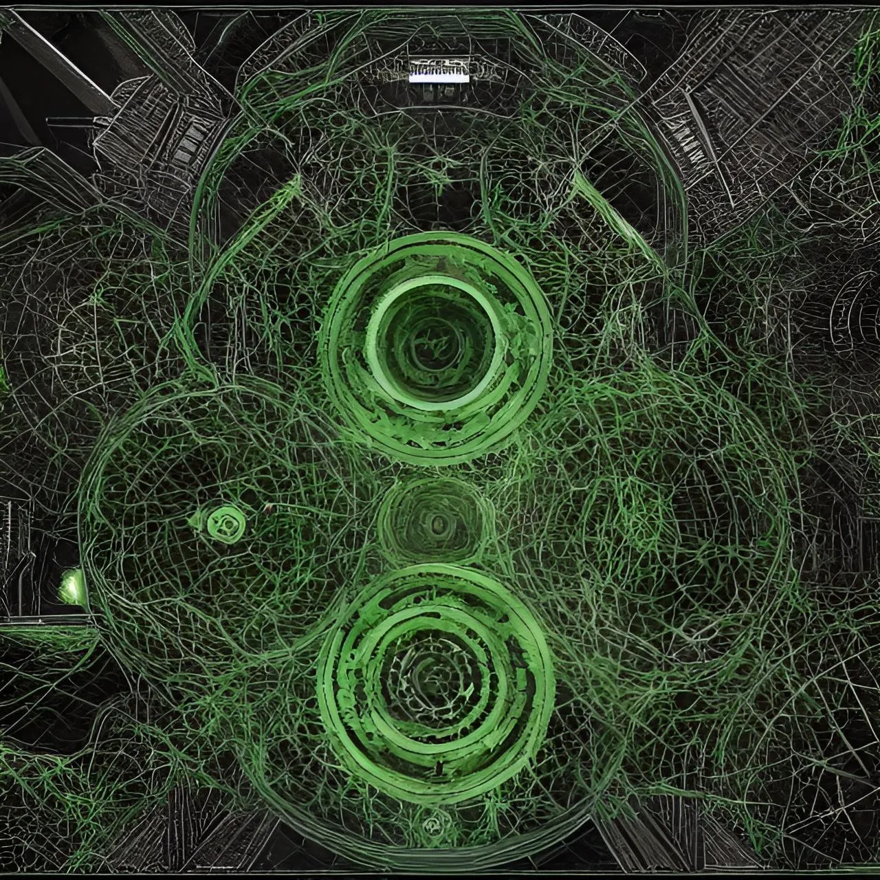 a computer generated image of green circles