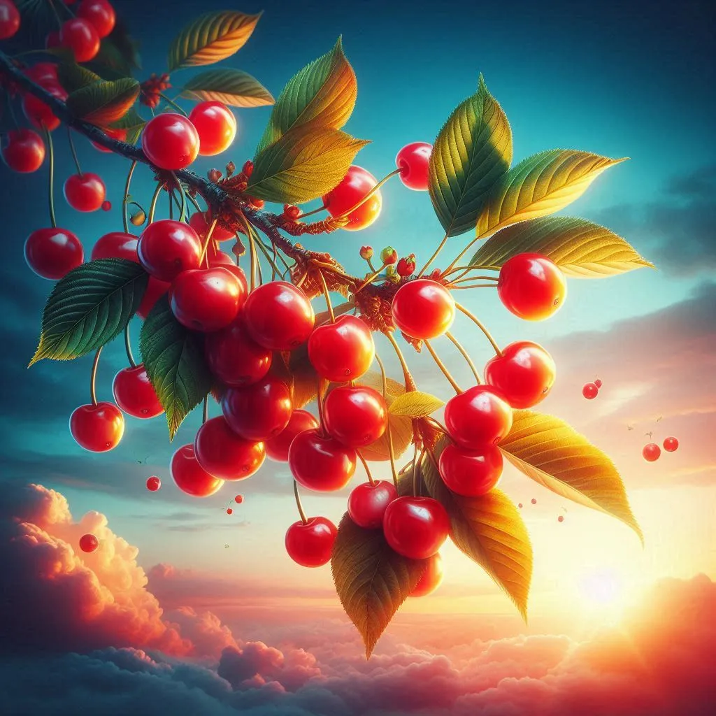 plant, branch, fruit, cloud, tree, natural foods, twig, sky, berry, red