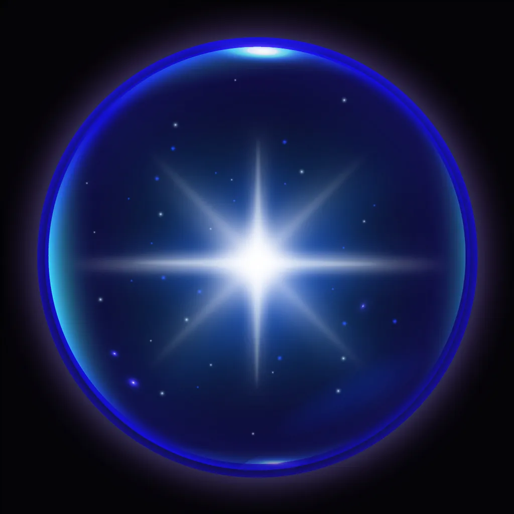 a bright blue glowing star in a dark background