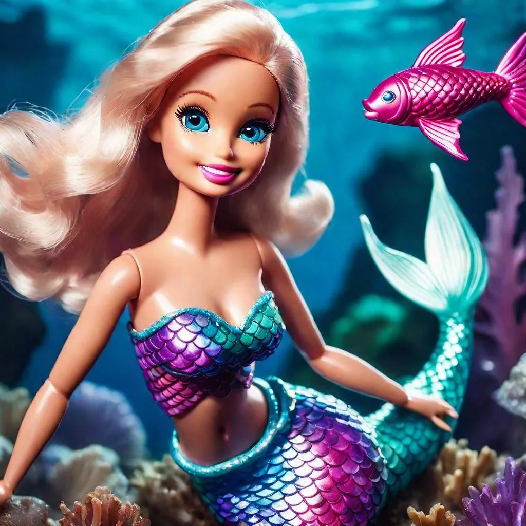 a barbie doll with blonde hair and a mermaid tail