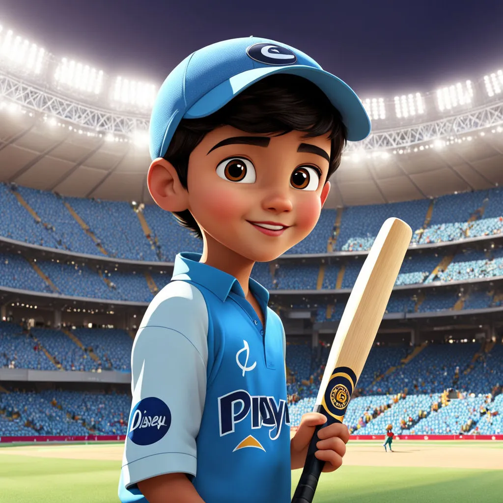 a cartoon character holding a baseball bat in a stadium