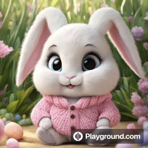 a white rabbit in a pink 