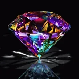 a colorful diamond on a black background