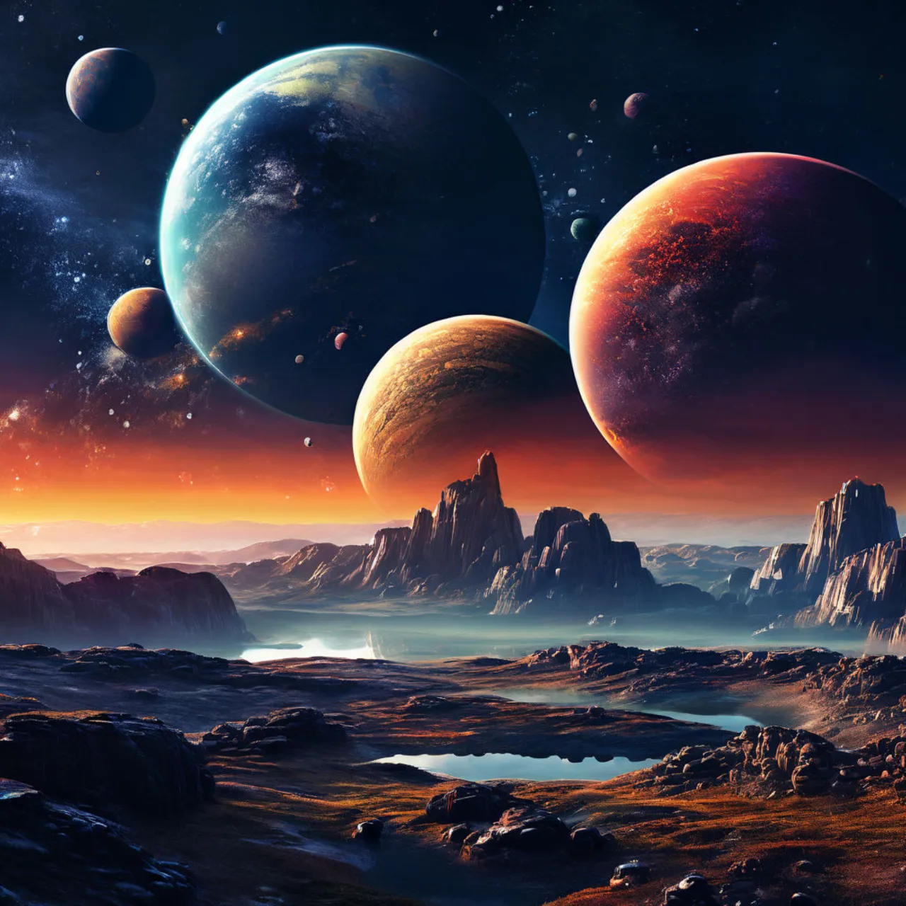 an artist's rendering of planets in the solar system