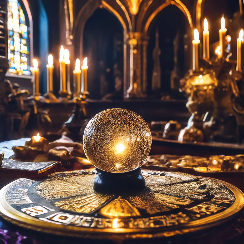 a golden ball sitting on top of a table