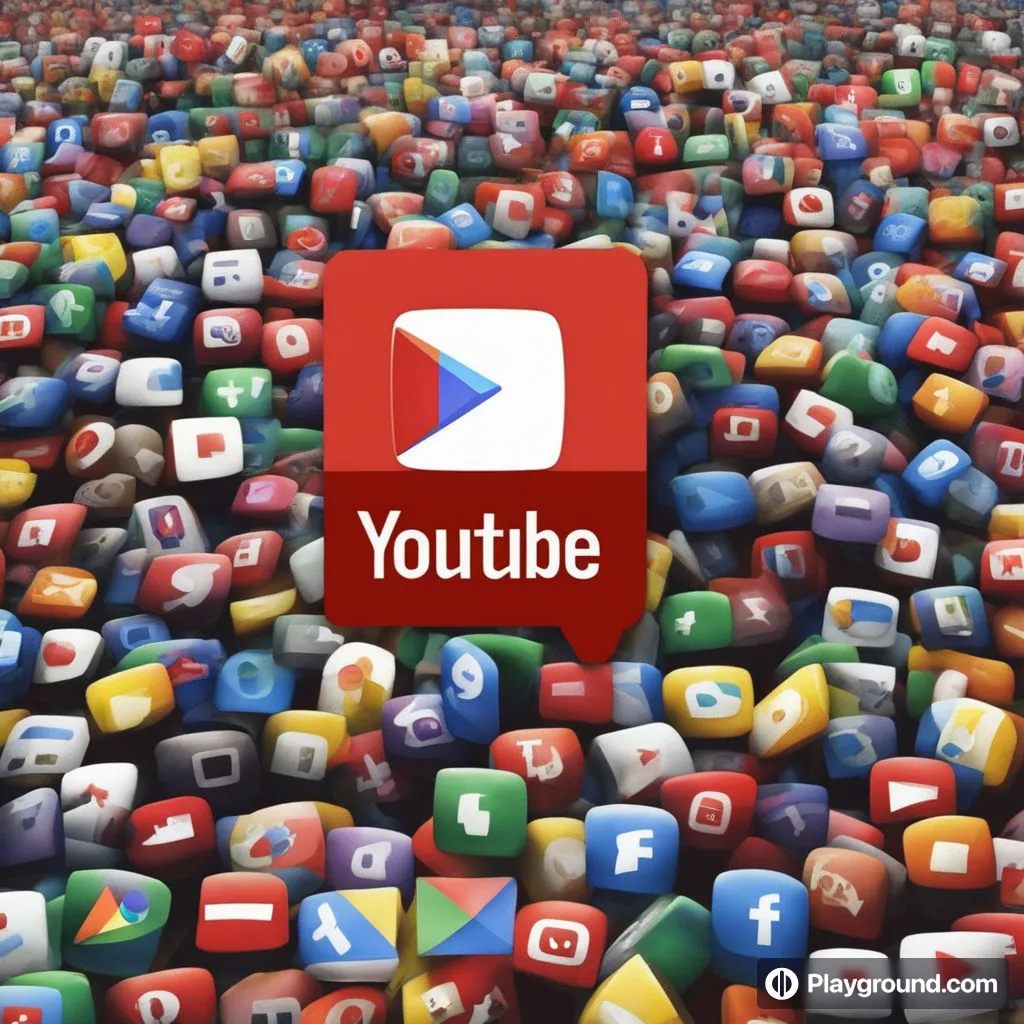 the youtube logo surrounded by many colorful cubes