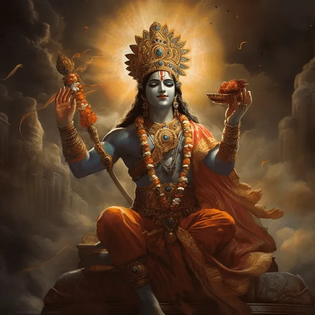 a painting of a hindu god holding a snake