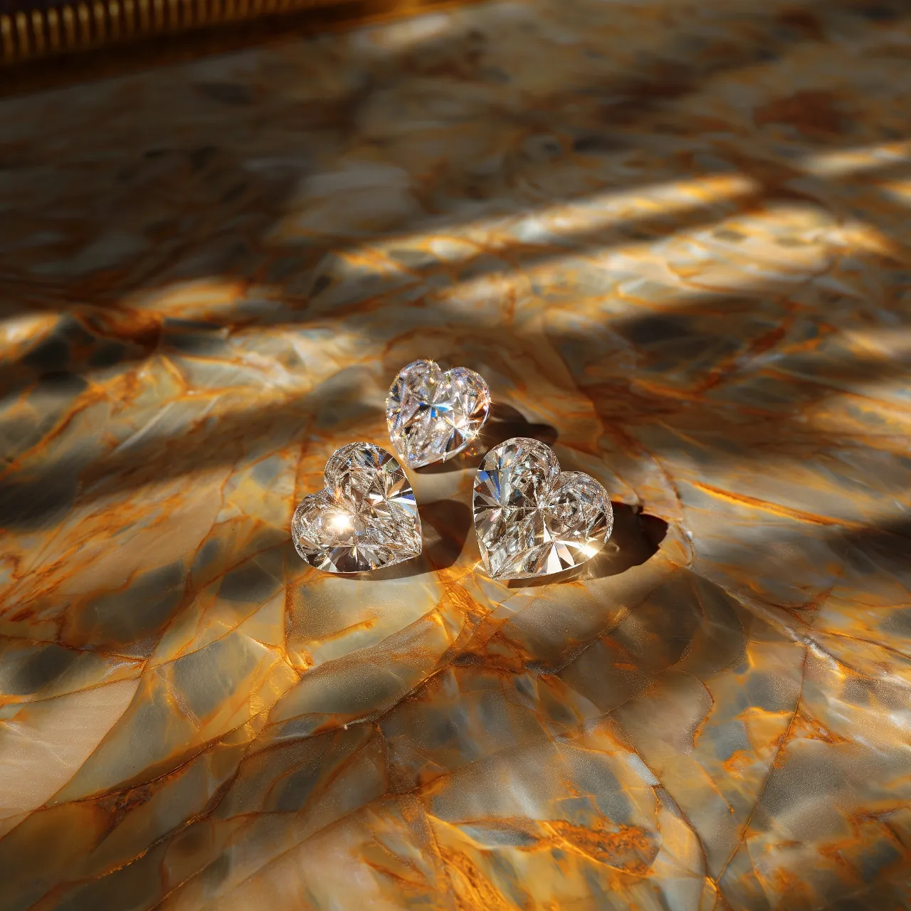 a couple of diamonds sitting on top of a table