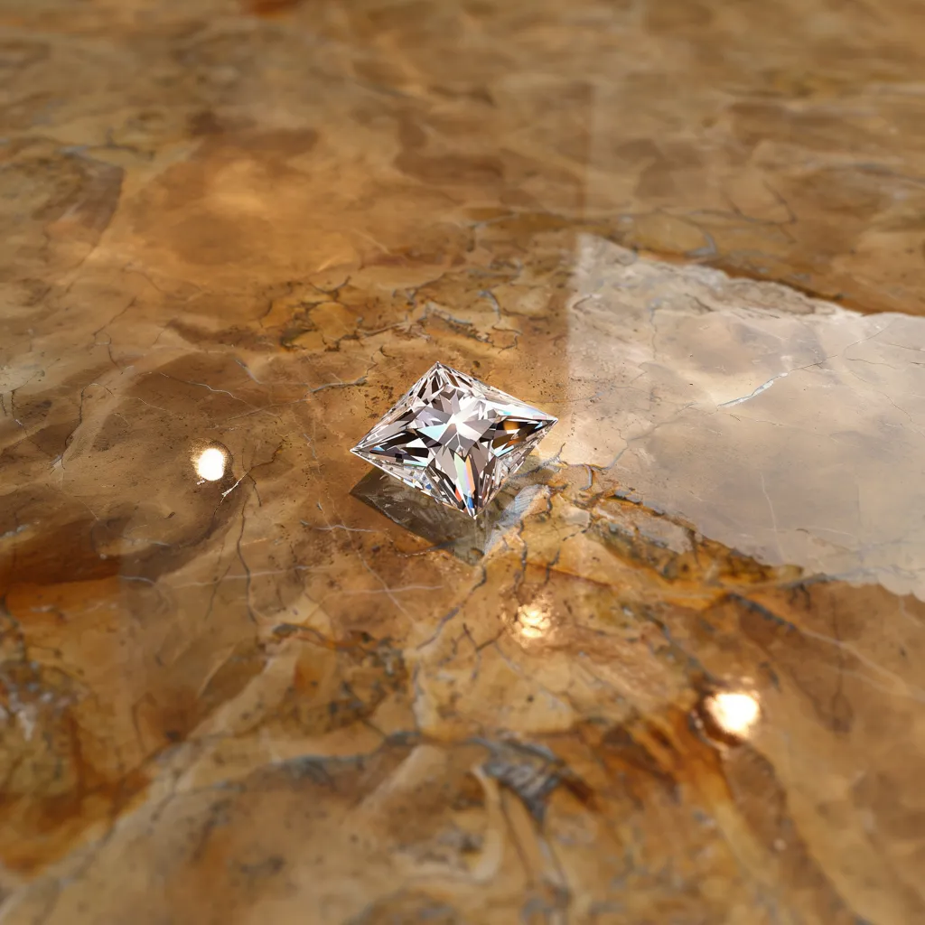 a sparkling cut diamond sitting on top of a marble floor