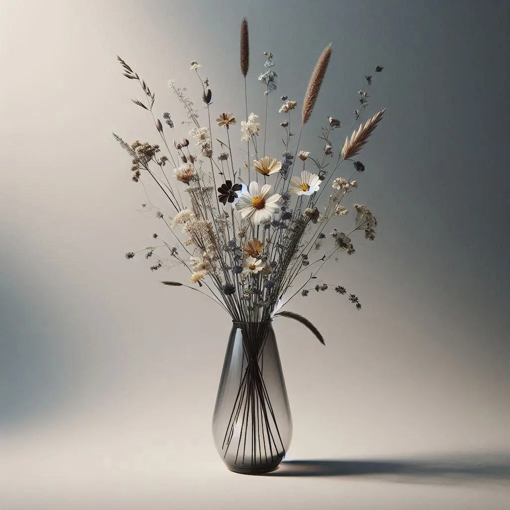 a vase filled with lots of flowers on top of a table