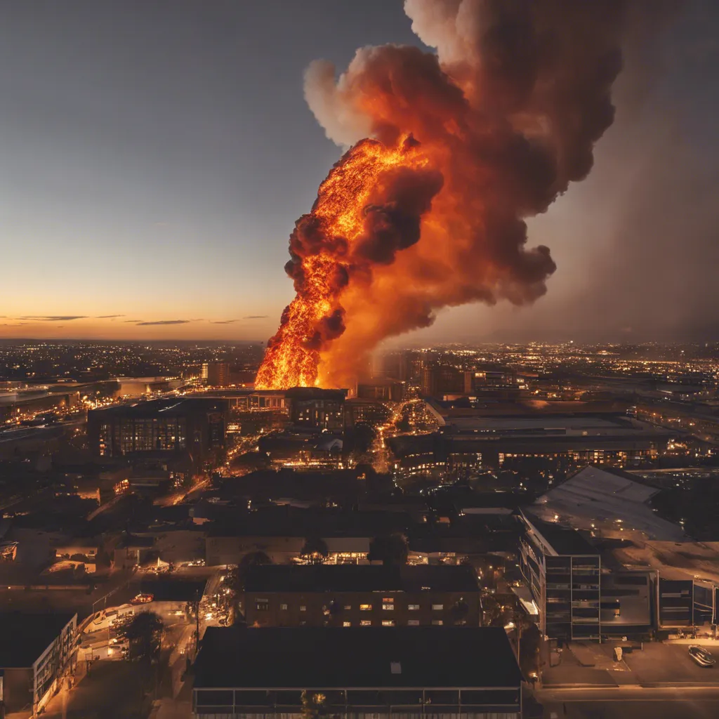 a large plume of smoke billowing out of a building