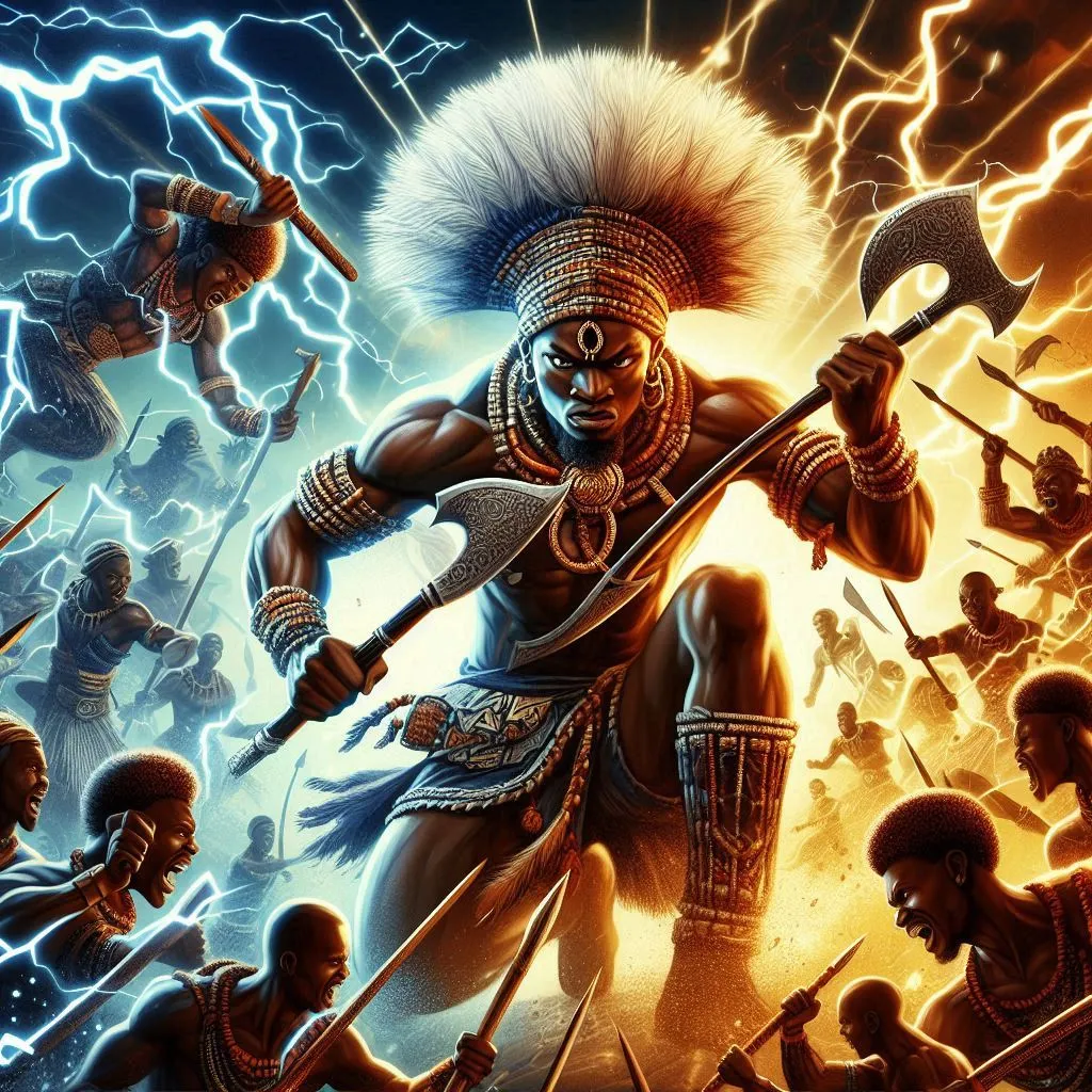 a painting of an indian warrior surrounded by other men