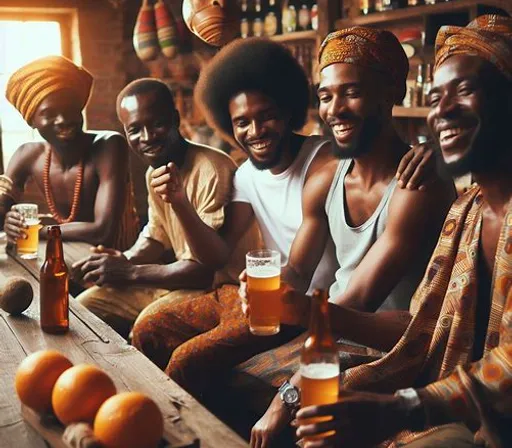 a group of men sitting around a wooden table