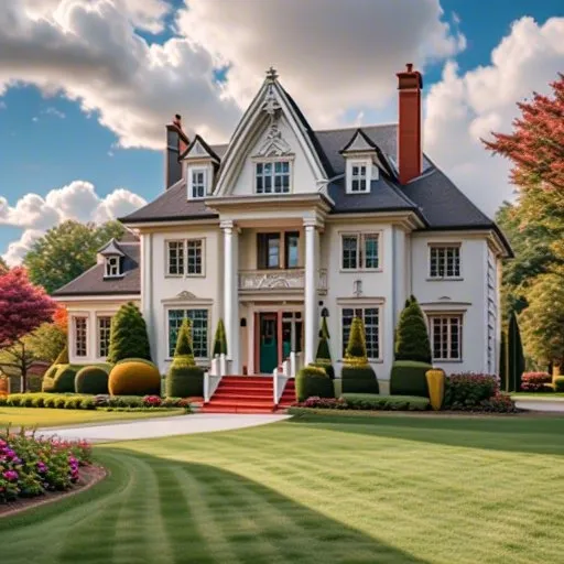 a large white house with lots of windows