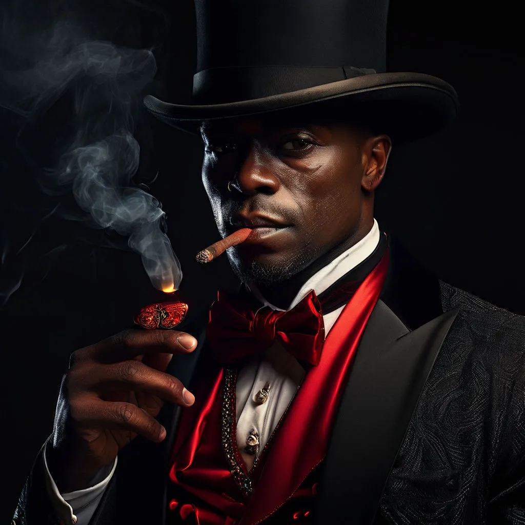 a man in a top hat smoking a cigarette