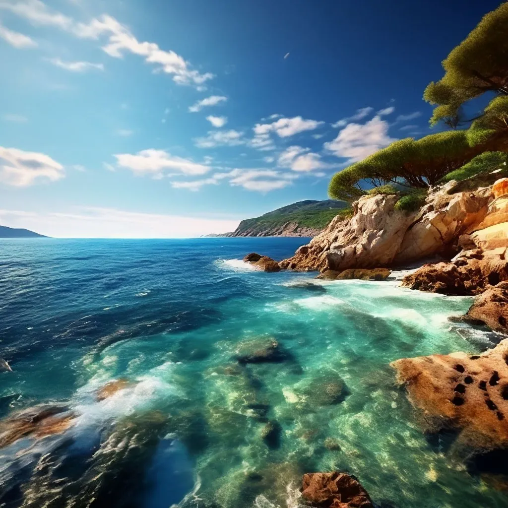 a view of the ocean from a cliff