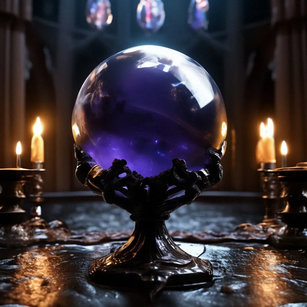 a crystal ball sitting on top of a table