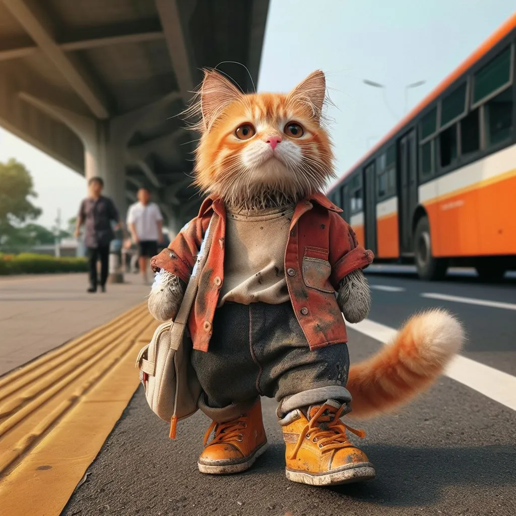 a cat that is standing in the street