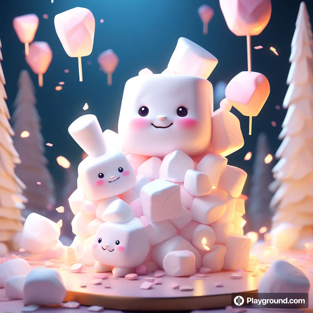 a group of marshmallows sitting on top of a pile of marshmal