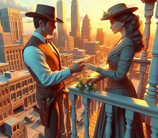 a man and a woman are standing on a balcony