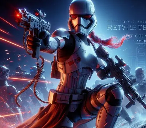 a star wars character holding a gun